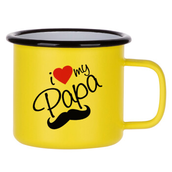 I Love my papa, Metallic enamel MATT Yellow cup 360ml