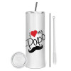 Tumbler stainless steel 600ml, with metal straw & cleaning brush