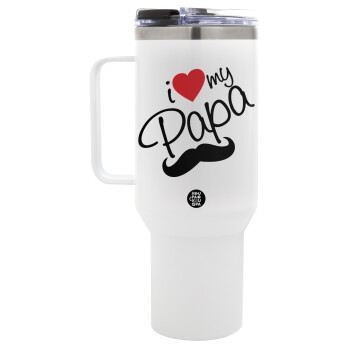 I Love my papa, Mega Tumbler με καπάκι, διπλού τοιχώματος (θερμό) 1,2L