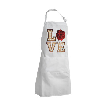 Love lights and roses, Adult Chef Apron (with sliders and 2 pockets)