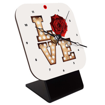 Love lights and roses, Quartz Wooden table clock with hands (10cm)