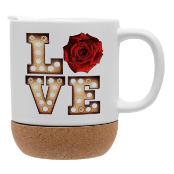 Love lights and roses, Ceramic coffee mug Cork (MAT), 330ml (1pcs)