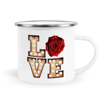 Love lights and roses, Metallic enamel cup white 360ml