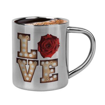 Love lights and roses, Double-wall metal cup for espresso (220ml)