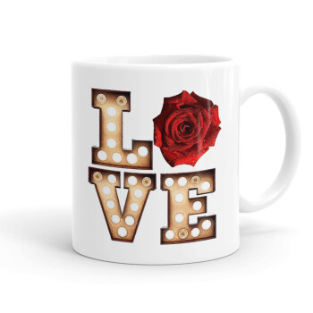 Love lights and roses, Ceramic coffee mug, 330ml