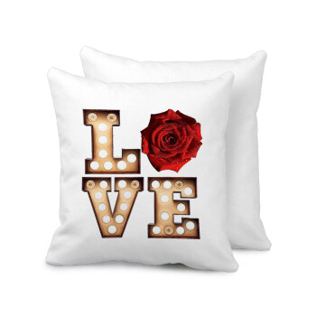 Love lights and roses, Sofa cushion 40x40cm includes filling