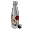 Metallic water bottle, stainless steel, 750ml