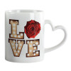 Mug heart handle, ceramic, 330ml