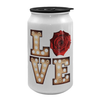 Love lights and roses, Κούπα ταξιδιού μεταλλική με καπάκι (tin-can) 500ml