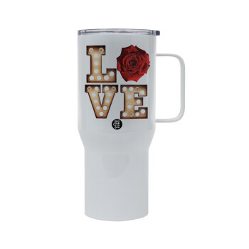 Love lights and roses, Tumbler με καπάκι, διπλού τοιχώματος (θερμό) 750L