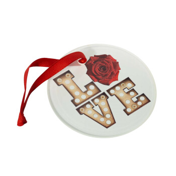 Love lights and roses, Christmas ornament glass 9cm