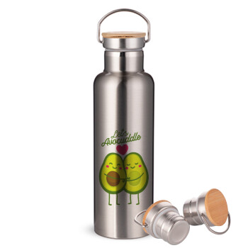 Let's avocuddle, Stainless steel Silver with wooden lid (bamboo), double wall, 750ml
