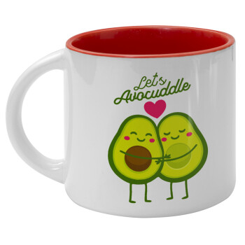 Let's avocuddle, Κούπα κεραμική 400ml Λευκή/Κόκκινη