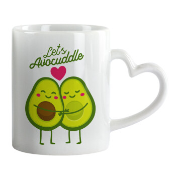 Let's avocuddle, Κούπα καρδιά χερούλι λευκή, κεραμική, 330ml