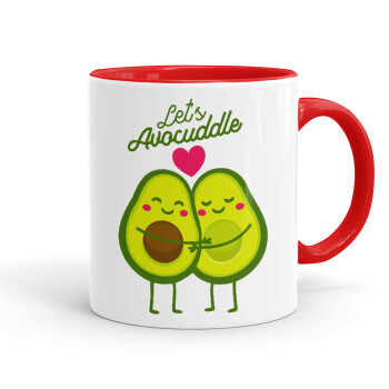 Let's avocuddle, Κούπα χρωματιστή κόκκινη, κεραμική, 330ml