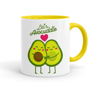 Let's avocuddle, Κούπα χρωματιστή κίτρινη, κεραμική, 330ml