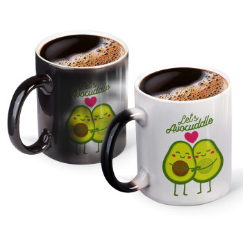 Let's avocuddle, Color changing magic Mug, ceramic, 330ml when adding hot liquid inside, the black colour desappears (1 pcs)