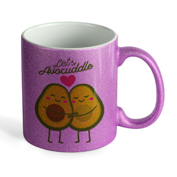 Let's avocuddle, Κούπα Μωβ Glitter που γυαλίζει, κεραμική, 330ml