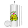 Tumbler stainless steel 600ml, with metal straw & cleaning brush