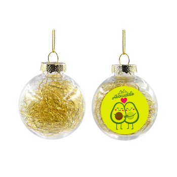 Let's avocuddle, Χριστουγεννιάτικη μπάλα δένδρου διάφανη με χρυσό γέμισμα 8cm