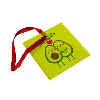 Let's avocuddle, Christmas ornament, glass square ornament 9x9cm