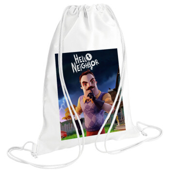  Hello Neighbor, Backpack pouch GYMBAG white (28x40cm)