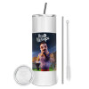 Tumbler stainless steel 600ml, with metal straw & cleaning brush