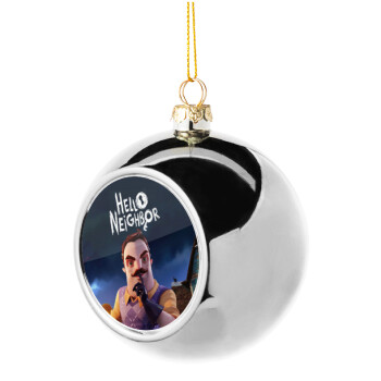  Hello Neighbor, Silver 8cm Christmas tree ball ornament