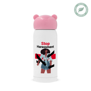 STOP Harassment, Pink stainless steel thermal flask, 320ml