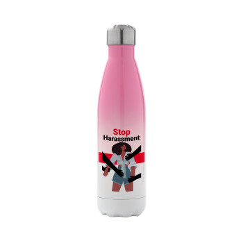 STOP Harassment, Metal mug thermos Pink/White (Stainless steel), double wall, 500ml