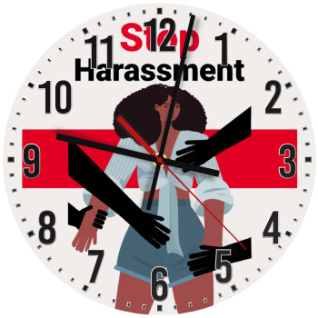 STOP Harassment, Ρολόι τοίχου ξύλινο (30cm)