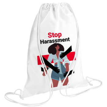 STOP Harassment, Backpack pouch GYMBAG white (28x40cm)