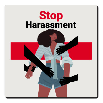 STOP Harassment, Τετράγωνο μαγνητάκι ξύλινο 6x6cm