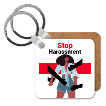 STOP Harassment, Μπρελόκ Ξύλινο τετράγωνο MDF