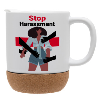 STOP Harassment, Κούπα, κεραμική με βάση φελού και καπάκι (ΜΑΤ), 330ml (1 τεμάχιο)