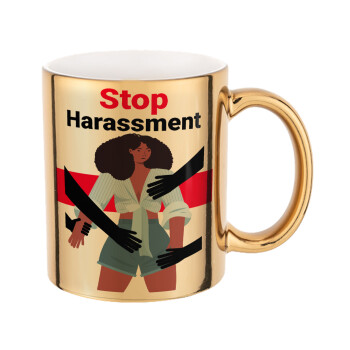 STOP Harassment, Κούπα κεραμική, χρυσή καθρέπτης, 330ml