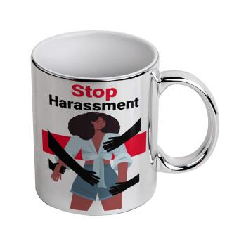 STOP Harassment, Mug ceramic, silver mirror, 330ml