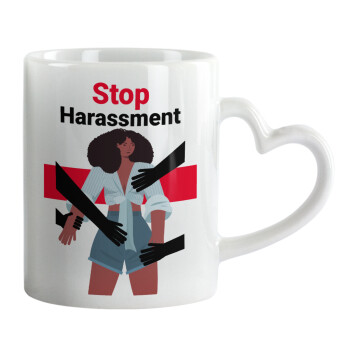 STOP Harassment, Mug heart handle, ceramic, 330ml