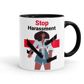 STOP Harassment, Κούπα χρωματιστή μαύρη, κεραμική, 330ml