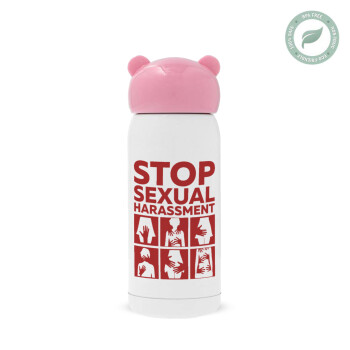 STOP sexual Harassment, Pink stainless steel thermal flask, 320ml