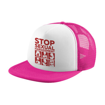 STOP sexual Harassment, Καπέλο Ενηλίκων Soft Trucker με Δίχτυ Pink/White (POLYESTER, ΕΝΗΛΙΚΩΝ, UNISEX, ONE SIZE)