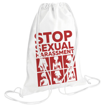 STOP sexual Harassment, Backpack pouch GYMBAG white (28x40cm)