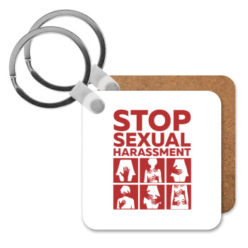 STOP sexual Harassment, Μπρελόκ Ξύλινο τετράγωνο MDF