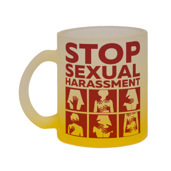 STOP sexual Harassment, Κούπα γυάλινη δίχρωμη με βάση το κίτρινο ματ, 330ml
