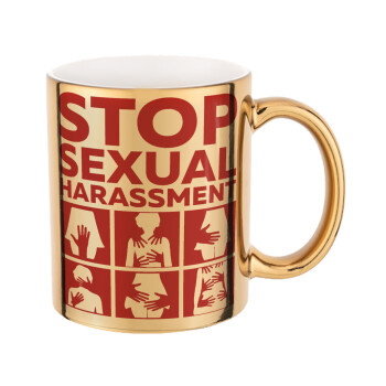 STOP sexual Harassment, Κούπα κεραμική, χρυσή καθρέπτης, 330ml