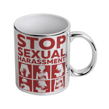 STOP sexual Harassment, Mug ceramic, silver mirror, 330ml