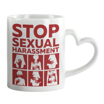 STOP sexual Harassment, Mug heart handle, ceramic, 330ml