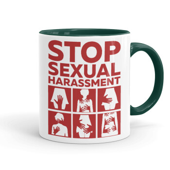 STOP sexual Harassment, Κούπα χρωματιστή πράσινη, κεραμική, 330ml