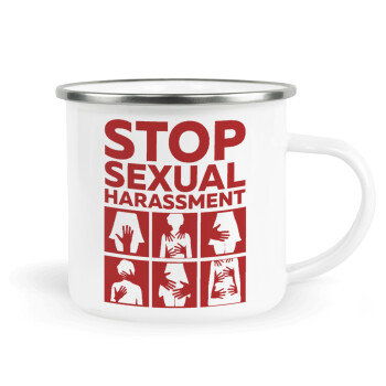 STOP sexual Harassment, Metallic enamel cup white 360ml