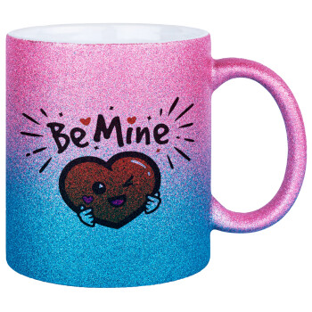 Be mine!, Κούπα Χρυσή/Μπλε Glitter, κεραμική, 330ml